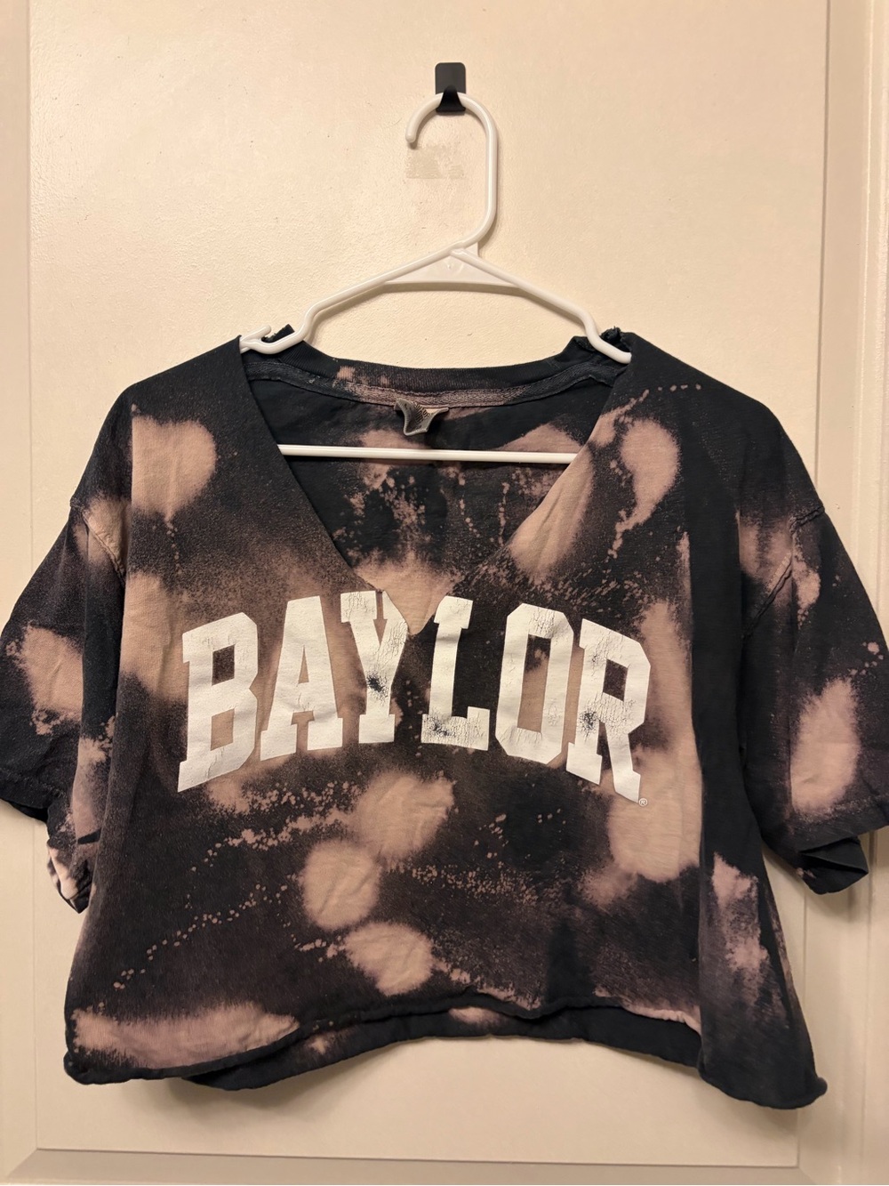 Baylor Comfort Colors Black and Faded White Bleach-Effect Tee